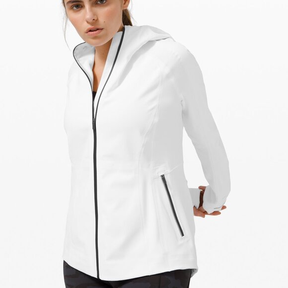 Lululemon Women's White Black Cross Chill Full-Zip Sports Performance Jacket 4 - Picture 1 of 10